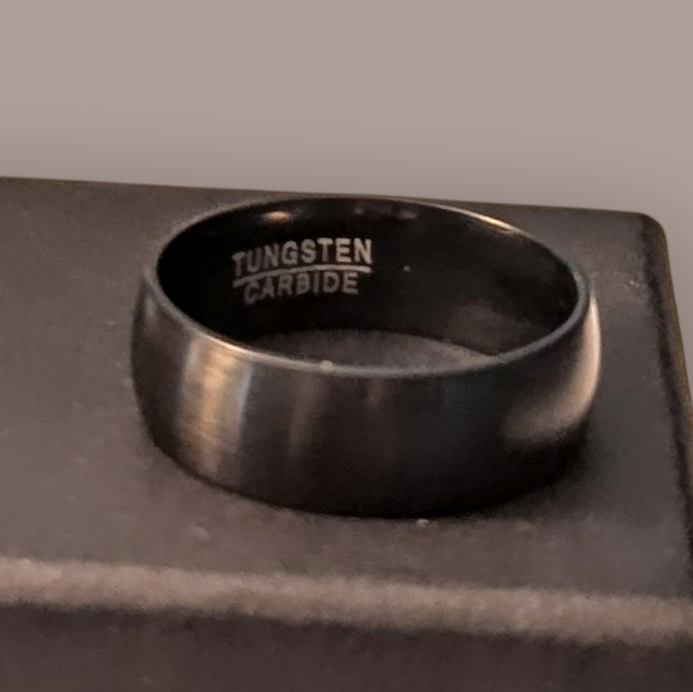 Black Tungsten Brushed & Polished 8MM Men's Ring Size 10